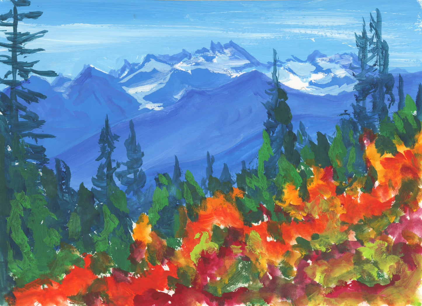 Olympic National Park Fall Glaciers View - Matted and Framed