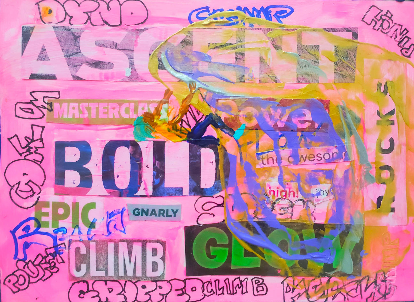 Bold Collage Art with Mat and Frame