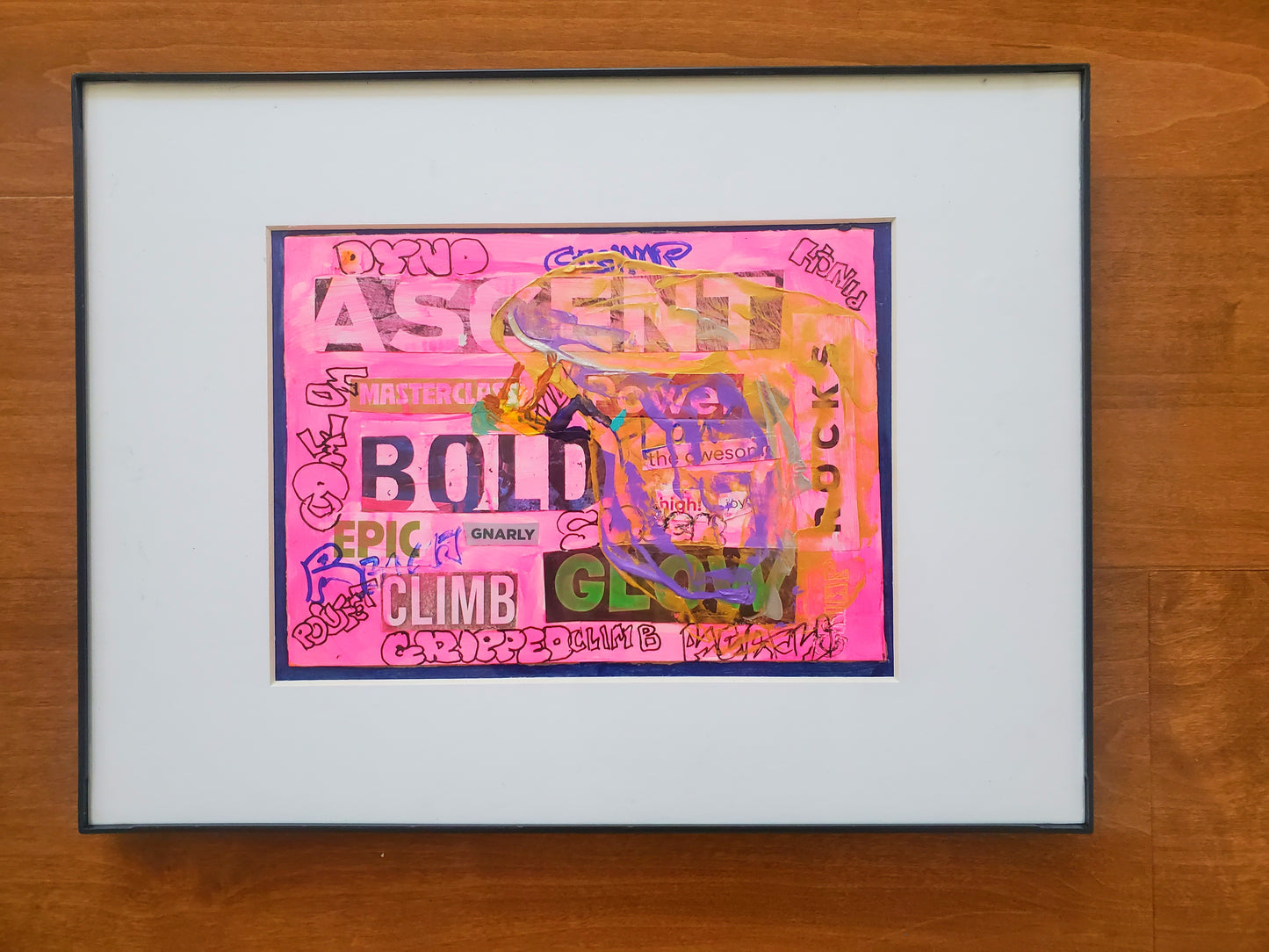 Bold Collage Art with Mat and Frame