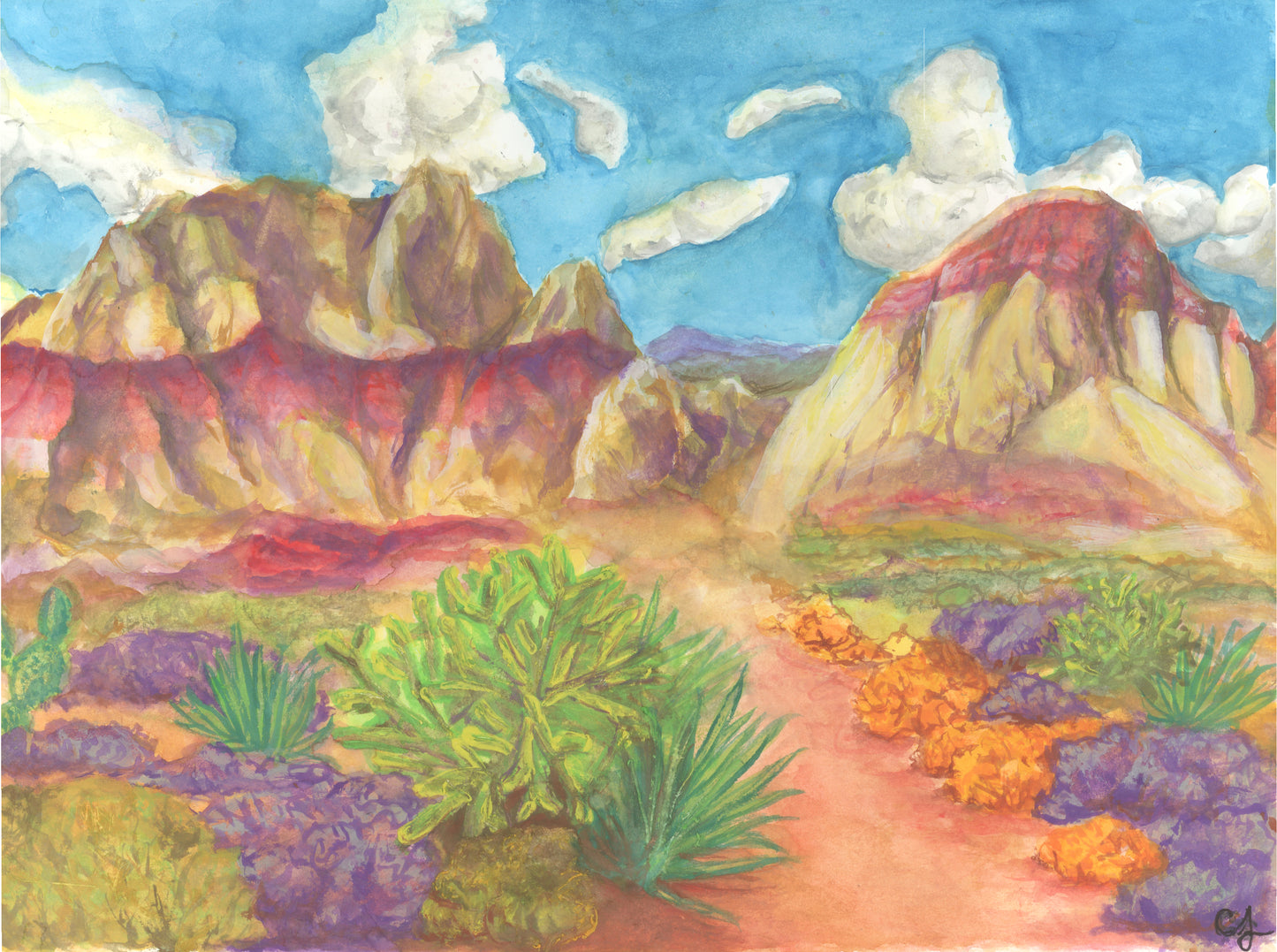 Red Rock Canyon in Watercolor