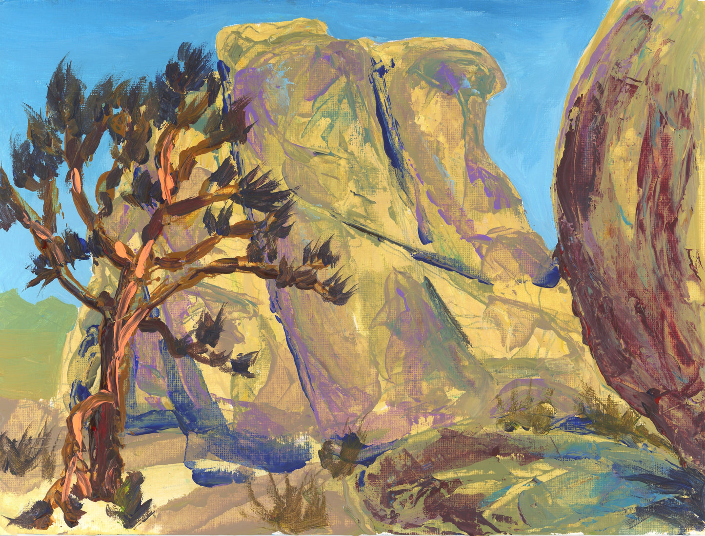 Intersection Rock Joshua Tree Acrylic Palette Knife Painting