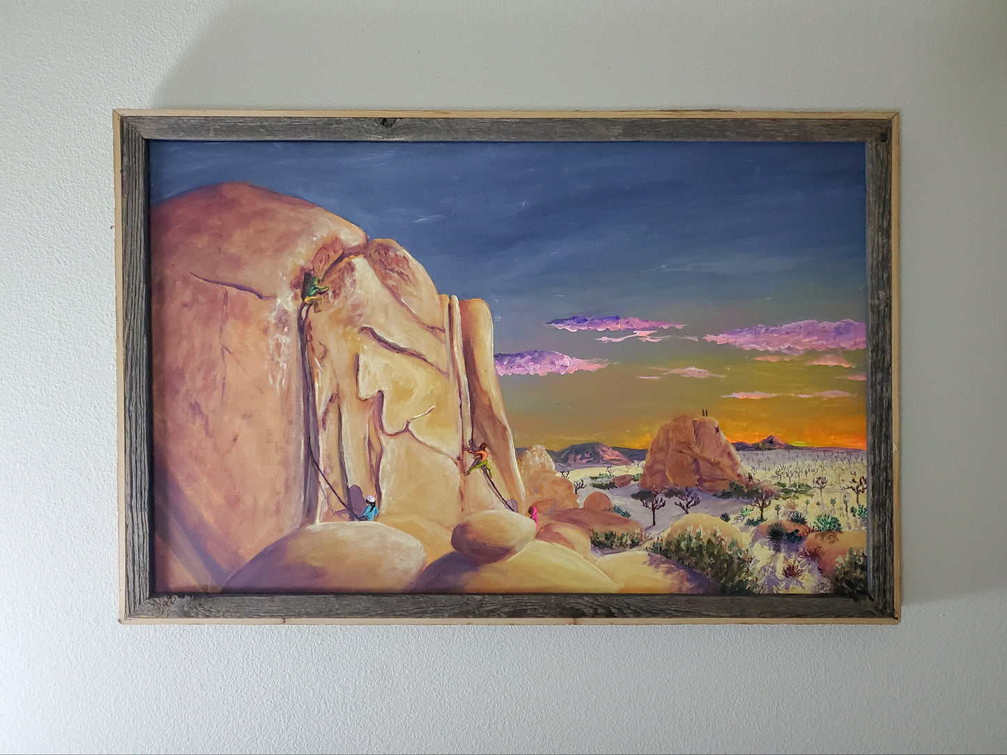 Joshua Tree Old Woman Wall West Face at Sunset - Framed